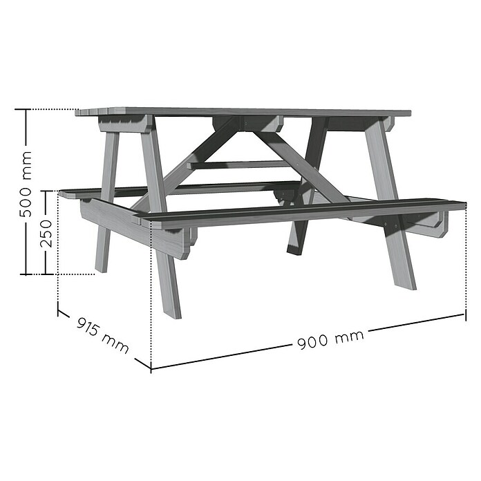Soulet Kinder-Picknicktisch (L x B x H: 915 x 900 x 500 mm, Holz, Taupe) | BAUHAUS
