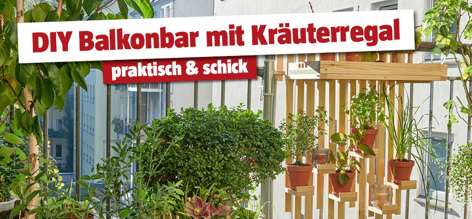 Titelbild zur Seite DIY Balkonbar mit Kräuterregal