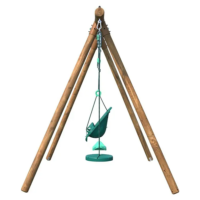 Soulet Schaukel Tiago - B x L: 166 x 242 cm, Holz - Kinderschaukel mit A-Rahmen aus Holz und einem grünen Sitz für den Garten oder das Spielzimmer.