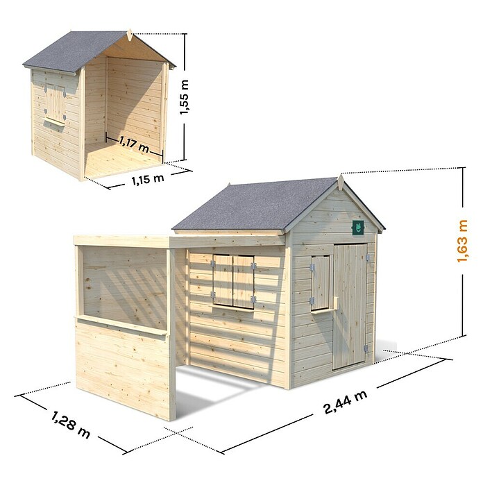 Soulet Spielhaus Alpaga (L x B x H: 240 x 128 x 163 cm, Holz, Natur) | BAUHAUS