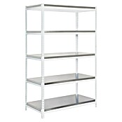Simonrack Bricoforte Estantería para cargas pesadas Metal (Al x An x Pr: 200 x 120 x 45 cm, Número de baldas: 5 ud., Inserción, Blanco/Galvanizado, Capacidad de carga por balda: 300 kg) | BAUHAUS