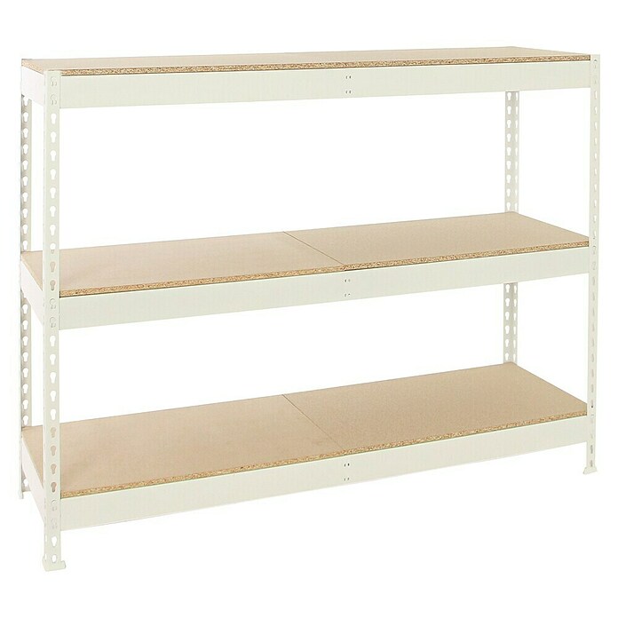 Simonrack Simonforte Estantería para cargas pesadas Chipboard (Al x An x Pr: 200 x 150 x 75 cm, Capacidad de carga por balda: 600 kg, Número de baldas: 3 ud., Inserción, Blanco/Madera) | BAUHAUS
