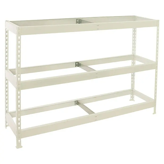 Simonrack Ecoforte Estantería para cargas pesadas - Al x An x Pr: 200 x 180 x 75 cm, Capacidad de carga por balda: 400 kg, Número de baldas: 3 ud., Inserción, Blanco, Bandejas no incluidas - Estantería resistente beige vacía con tres niveles para guardar objetos.