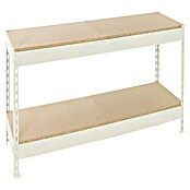 Simonrack Simonforte Estantería para cargas pesadas Chipboard (Al x An x Pr: 90 x 120 x 45 cm, Capacidad de carga por balda: 600 kg, Número de baldas: 2 ud., Inserción, Blanco/Madera) | BAUHAUS