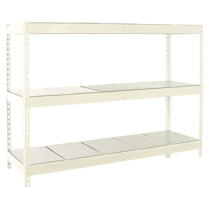 Simonrack Simonforte Estantería para cargas pesadas Metal (Al x An x Pr: 150 x 150 x 60 cm, Capacidad de carga por balda: 600 kg, Número de baldas: 3 ud., Inserción, Blanco/Galvanizado) | BAUHAUS