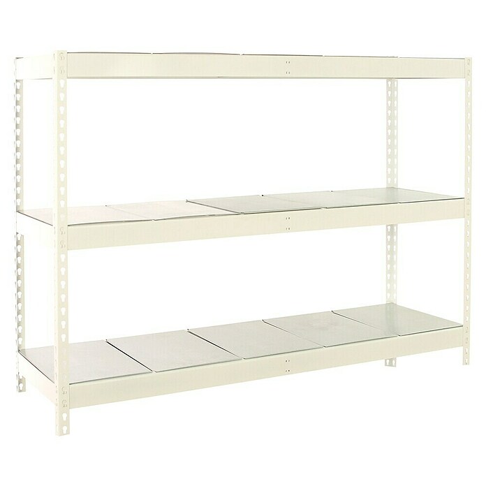 Simonrack Ecoforte Estantería para cargas pesadas Metal (Al x An x Pr: 200 x 150 x 75 cm, Capacidad de carga por balda: 400 kg, Número de baldas: 3 ud., Inserción, Blanco/Galvanizado) | BAUHAUS