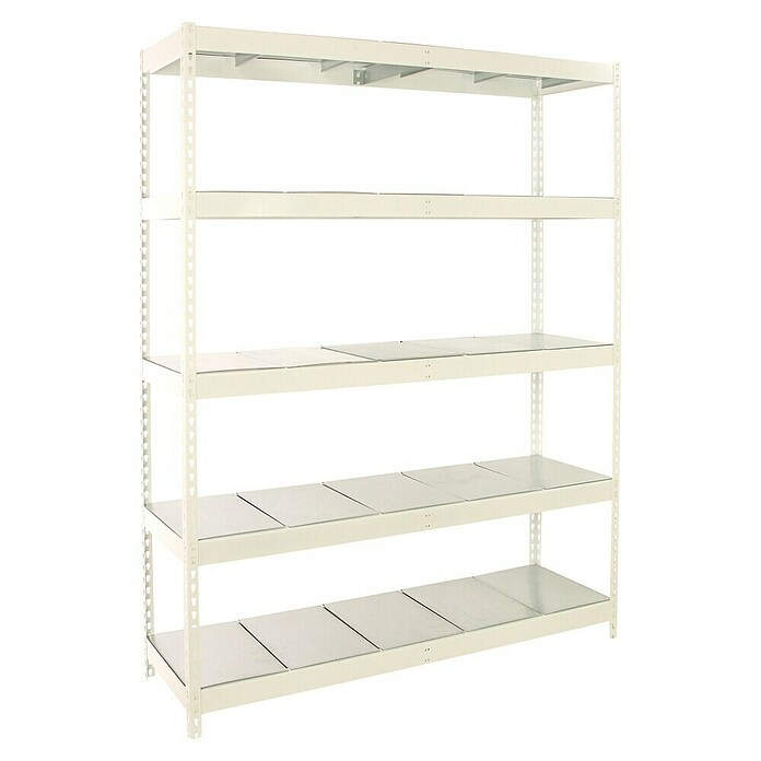 Simonrack Simonforte Estantería para cargas pesadas Metal (Al x An x Pr: 200 x 150 x 45 cm, Capacidad de carga por balda: 600 kg, Número de baldas: 5 ud., Inserción, Blanco/Galvanizado) | BAUHAUS