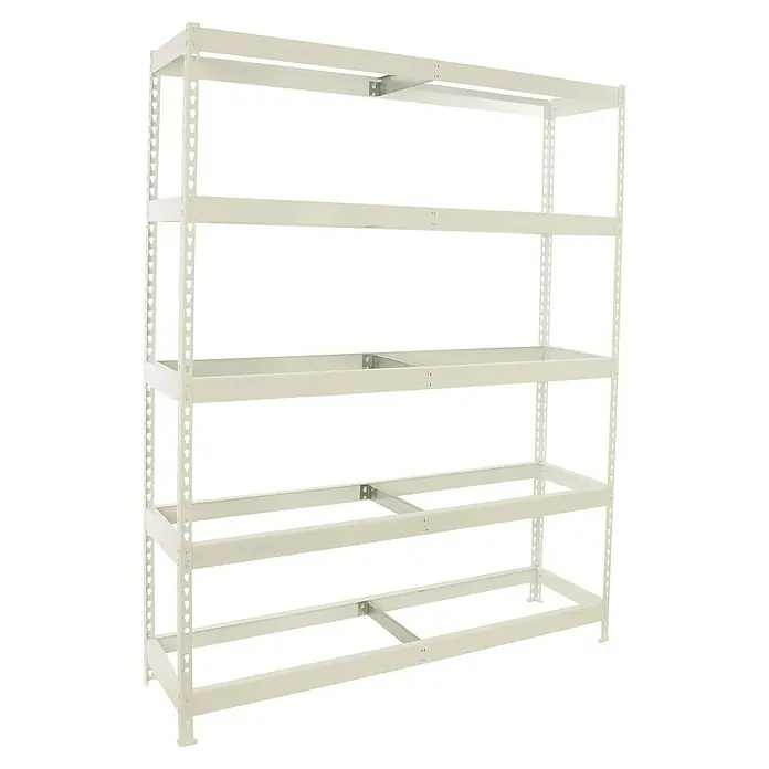 Simonrack Simonforte Estante adicional Metal sin bandejas - Al x An x Pr: 6,5 x 150 x 45 cm, Blanco - Imagen de una estantería blanca.