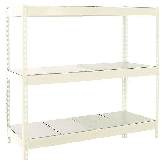 Simonrack Simonforte Estantería para cargas pesadas Metal (Al x An x Pr: 150 x 120 x 75 cm, Capacidad de carga por balda: 600 kg, Número de baldas: 3 ud., Inserción, Blanco/Galvanizado) | BAUHAUS