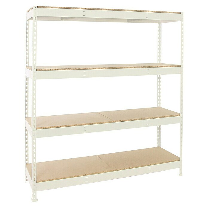Simonrack Simonforte Estantería para cargas pesadas Chipboard (Al x An x Pr: 200 x 240 x 60 cm, Capacidad de carga por balda: 400 kg, Número de baldas: 4 ud., Inserción, Blanco/Madera) | BAUHAUS