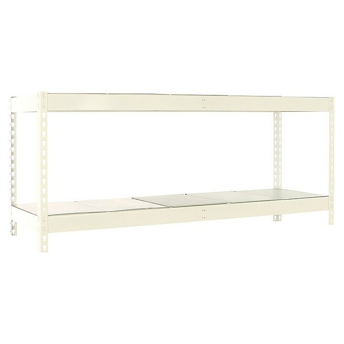 Simonrack Simonforte Estantería para cargas pesadas Metal (Al x An x Pr: 900 x 150 x 60 cm, Capacidad de carga por balda: 600 kg, Número de baldas: 2 ud., Inserción, Blanco/Galvanizado) | BAUHAUS