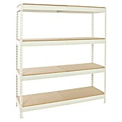 Simonrack Simonforte Estantería para cargas pesadas Chipboard (Al x An x Pr: 200 x 180 x 90 cm, Capacidad de carga por balda: 600 kg, Número de baldas: 4 ud., Inserción, Blanco/Madera) | BAUHAUS