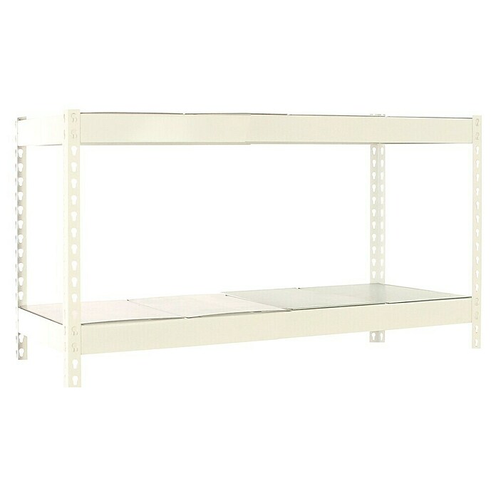 Simonrack Simonforte Estantería para cargas pesadas Metal (Al x An x Pr: 900 x 120 x 45 cm, Capacidad de carga por balda: 600 kg, Número de baldas: 2 ud., Inserción, Blanco/Galvanizado) | BAUHAUS
