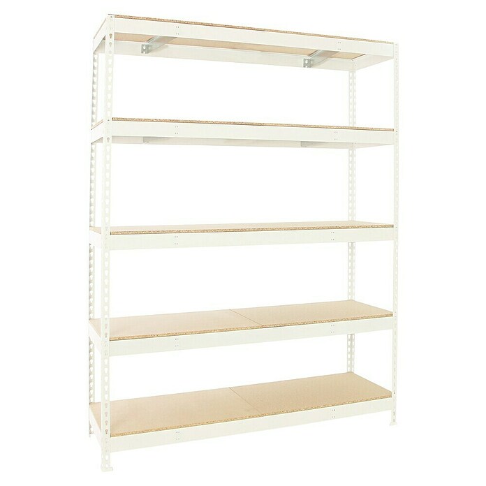 Simonrack Simonforte Estantería para cargas pesadas Chipboard (Al x An x Pr: 200 x 240 x 60 cm, Capacidad de carga por balda: 400 kg, Número de baldas: 5 ud., Inserción, Blanco/Madera) | BAUHAUS