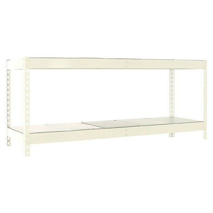 Simonrack Ecoforte Estantería para cargas pesadas Metal (Al x An x Pr: 90 x 150 x 45 cm, Capacidad de carga por balda: 400 kg, Número de baldas: 2 ud., Inserción, Blanco/Galvanizado) | BAUHAUS