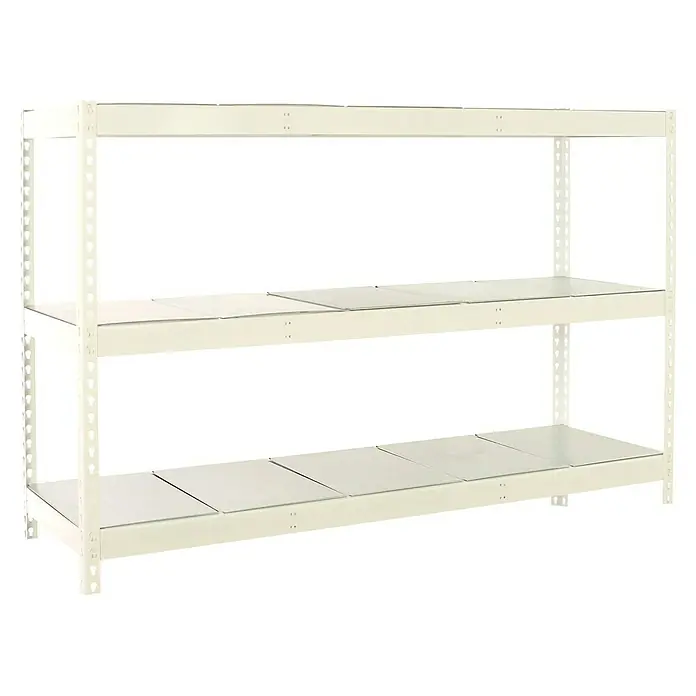 Simonrack Simonforte Estantería para cargas pesadas Metal - Al x An x Pr: 200 x 240 x 60 cm, Capacidad de carga por balda: 400 kg, Número de baldas: 3 ud., Inserción, Blanco/Galvanizado - Esta imagen muestra una estantería resistente de dos niveles, ideal para almacenamiento y organización, con una construcción robusta para una alta capacidad de carga.