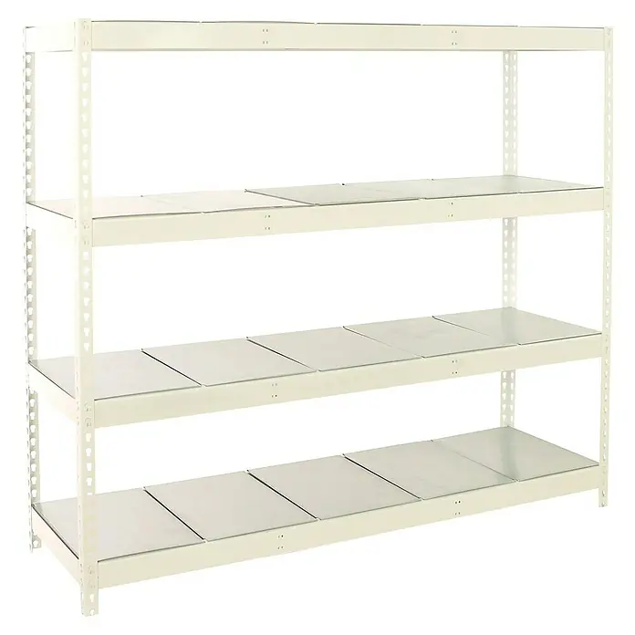 Simonrack Simonforte Estante adicional Metal - Al x An x Pr: 7 x 240 x 75 cm, Blanco/Galvanizado - Estantería metálica blanca con tres estantes, ideal para almacenar y organizar objetos. Práctica y robusta para diversos usos.