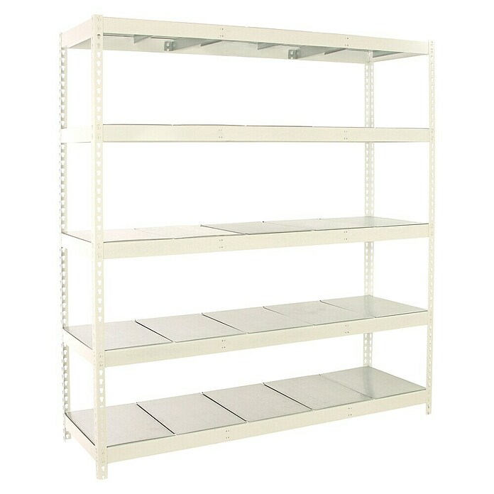 Simonrack Simonforte Estantería para cargas pesadas Metal (Al x An x Pr: 200 x 240 x 45 cm, Capacidad de carga por balda: 400 kg, Número de baldas: 5 ud., Inserción, Blanco/Galvanizado) | BAUHAUS
