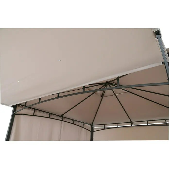 Sunfun Carpa con laterales Barcelona - An x Pr: 300 x 300 cm, Color del techo: Beige - Vista detallada de un cenador beige con una estructura metálica robusta, ideal para uso en jardines.
