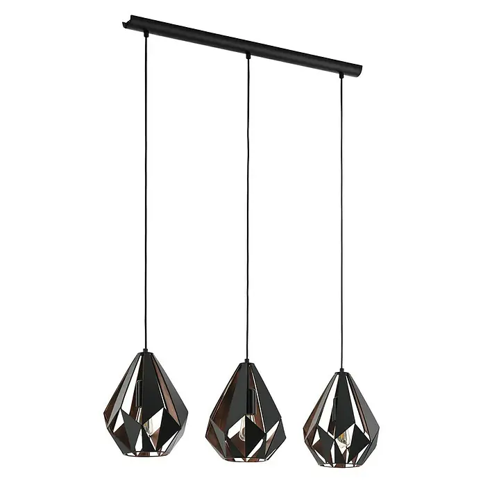 Eglo Carlton 1 Pendelleuchte rund - Ø x H: 205 mm x 110 cm - Die elegante dreiflammige Pendelleuchte mit modernem Design sorgt für stilvolle Beleuchtung.