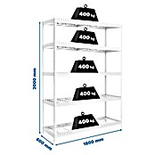 Simonrack Ecoforte Estantería para cargas pesadas Rex (Al x An x Pr: 200 x 180 x 60 cm, Capacidad de carga por balda: 300 kg, Número de baldas: 5 ud., Inserción, Blanco, Bandejas no incluidas) | BAUHAUS