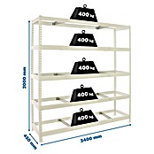 Simonrack Simonforte Estantería para cargas pesadas Metal (Al x An x Pr: 200 x 240 x 45 cm, Capacidad de carga por balda: 400 kg, Número de baldas: 5 ud., Inserción, Blanco, Bandejas no incluidas) | BAUHAUS