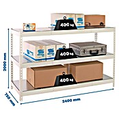 Simonrack Simonforte Estantería para cargas pesadas Metal (Al x An x Pr: 200 x 240 x 75 cm, Capacidad de carga por balda: 400 kg, Número de baldas: 3 ud., Inserción, Blanco/Galvanizado) | BAUHAUS