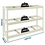 Simonrack Simonforte Estantería para cargas pesadas Metal (Al x An x Pr: 200 x 240 x 75 cm, Capacidad de carga por balda: 400 kg, Número de baldas: 3 ud., Inserción, Blanco, Bandejas no incluidas) | BAUHAUS