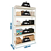 Simonrack Bricoforte Estantería para cargas pesadas Chipboard (Al x An x Pr: 200 x 100 x 60 cm, Capacidad de carga por balda: 300 kg, Número de baldas: 5 ud., Inserción, Blanco) | BAUHAUS