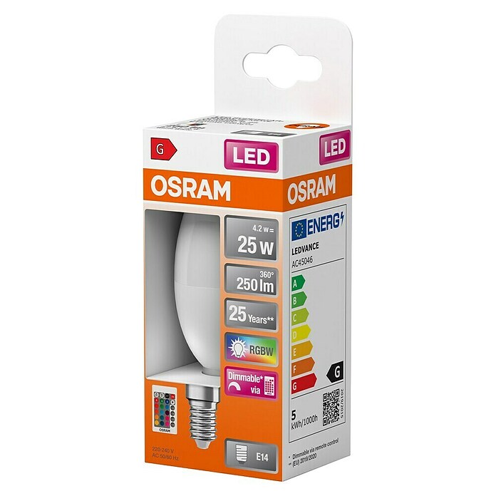 Osram Star LED-Lampe CLB25 (E14, Dimmbar, RGBW, 250 lm, 4,5 W) | BAUHAUS
