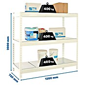 Simonrack Ecoforte Estantería para cargas pesadas Metal (Al x An x Pr: 200 x 120 x 75 cm, Capacidad de carga por balda: 400 kg, Número de baldas: 3 ud., Inserción, Blanco/Galvanizado) | BAUHAUS