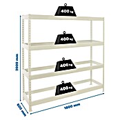 Simonrack Ecoforte Estantería para cargas pesadas (Al x An x Pr: 200 x 180 x 60 cm, Capacidad de carga por balda: 400 kg, Número de baldas: 4 ud., Inserción, Blanco, Bandejas no incluidas) | BAUHAUS