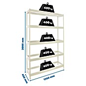 Simonrack Ecoforte Estantería para cargas pesadas (Al x An x Pr: 200 x 120 x 45 cm, Capacidad de carga por balda: 400 kg, Número de baldas: 5 ud., Inserción, Blanco, Bandejas no incluidas) | BAUHAUS