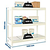 Simonrack Ecoforte Estantería para cargas pesadas Metal (Al x An x Pr: 150 x 120 x 60 cm, Capacidad de carga por balda: 400 kg, Número de baldas: 3 ud., Inserción, Blanco/Galvanizado) | BAUHAUS
