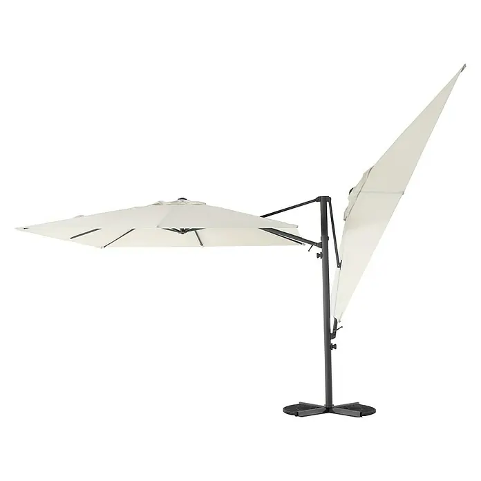 Sunfun Parasol de jardín Doble Ligurien - Crudo, Diámetro de cobertura: 290 cm - La sombrilla blanca es un complemento elegante para cualquier área al aire libre y brinda mucha sombra.