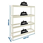 Simonrack Ecoforte Estantería para cargas pesadas (Al x An x Pr: 200 x 120 x 60 cm, Capacidad de carga por balda: 400 kg, Número de baldas: 4 ud., Inserción, Blanco, Bandejas no incluidas) | BAUHAUS
