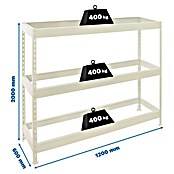 Simonrack Ecoforte Estantería para cargas pesadas (Al x An x Pr: 200 x 120 x 60 cm, Capacidad de carga por balda: 400 kg, Número de baldas: 3 ud., Inserción, Blanco, Bandejas no incluidas) | BAUHAUS