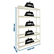 Simonrack Ecoforte Estantería para cargas pesadas (Al x An x Pr: 200 x 120 x 60 cm, Capacidad de carga por balda: 400 kg, Número de baldas: 5 ud., Inserción, Blanco, Bandejas no incluidas) | BAUHAUS