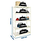 Simonrack Ecoforte Estantería para cargas pesadas Metal (Al x An x Pr: 200 x 120 x 75 cm, Capacidad de carga por balda: 400 kg, Número de baldas: 5 ud., Inserción, Blanco/Galvanizado) | BAUHAUS