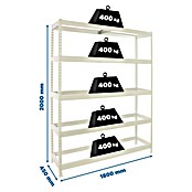 Simonrack Ecoforte Estantería para cargas pesadas (Al x An x Pr: 200 x 180 x 45 cm, Capacidad de carga por balda: 400 kg, Número de baldas: 5 ud., Inserción, Blanco, Bandejas no incluidas) | BAUHAUS