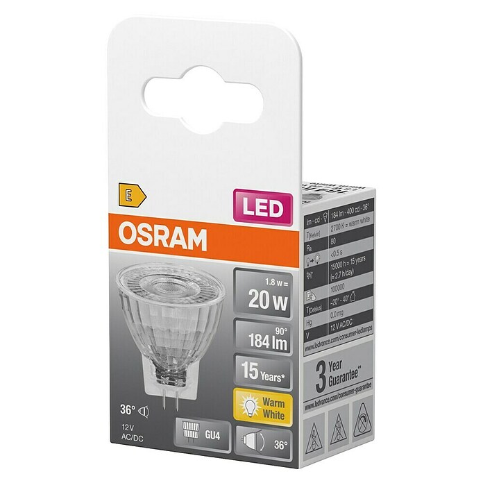 Osram LED-Reflektorlampe Superstar MR11 (3 W, Abstrahlwinkel: 25°, Warmweiß, Energieeffizienzklasse: A+)