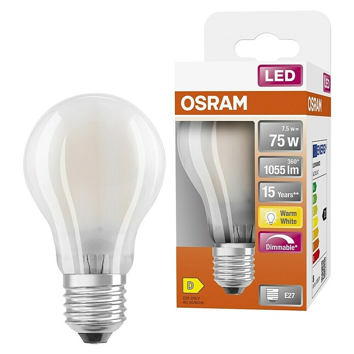 Osram Superstar LED-Leuchtmittel (8,5 W, E27, Lichtfarbe: Warmweiß, Dimmbar, Birnenform)