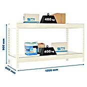 Simonrack Ecoforte Estantería para cargas pesadas Metal (Al x An x Pr: 90 x 120 x 60 cm, Capacidad de carga por balda: 400 kg, Número de baldas: 2 ud., Inserción, Blanco/Galvanizado) | BAUHAUS