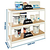 Simonrack Ecoforte Estantería para cargas pesadas Chipboard (Al x An x Pr: 150 x 120 x 60 cm, Capacidad de carga por balda: 400 kg, Número de baldas: 3 ud., Inserción, Blanco/Madera) | BAUHAUS