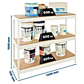 Simonrack Ecoforte Estantería para cargas pesadas Chipboard (Al x An x Pr: 200 x 120 x 60 cm, Capacidad de carga por balda: 400 kg, Número de baldas: 3 ud., Inserción, Blanco/Madera) | BAUHAUS