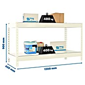 Simonrack Ecoforte Estantería para cargas pesadas Metal (Al x An x Pr: 90 x 120 x 45 cm, Capacidad de carga por balda: 400 kg, Número de baldas: 2 ud., Inserción, Blanco/Galvanizado) | BAUHAUS