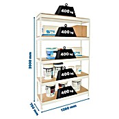 Simonrack Ecoforte Estantería para cargas pesadas Chipboard (Al x An x Pr: 200 x 120 x 75 cm, Capacidad de carga por balda: 400 kg, Número de baldas: 5 ud., Inserción, Blanco/Madera) | BAUHAUS