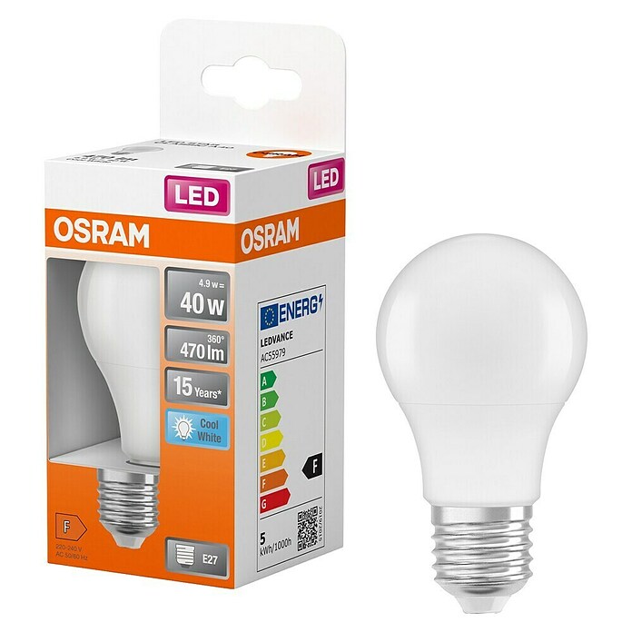 Osram LED-Leuchtmittel Star Classic A 40 (5 W, E27, Kaltweiß)