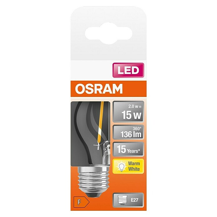 Osram LED-Leuchtmittel Retrofit Classic P (1,2 W, E27, Warmweiß, Nicht Dimmbar, Klar)