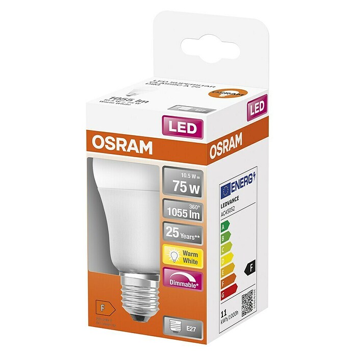 Osram LED-Leuchtmittel Superstar Classic A (13,5 W, E27, Warmweiß, 1.055 lm, Energieeffizienzklasse: A+)